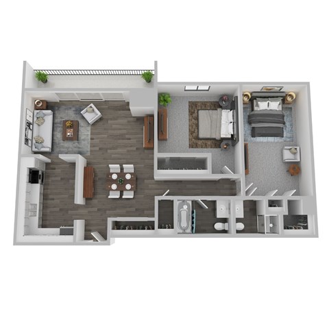 Floor plan for 2 beds, 2 baths, 1150 sqft